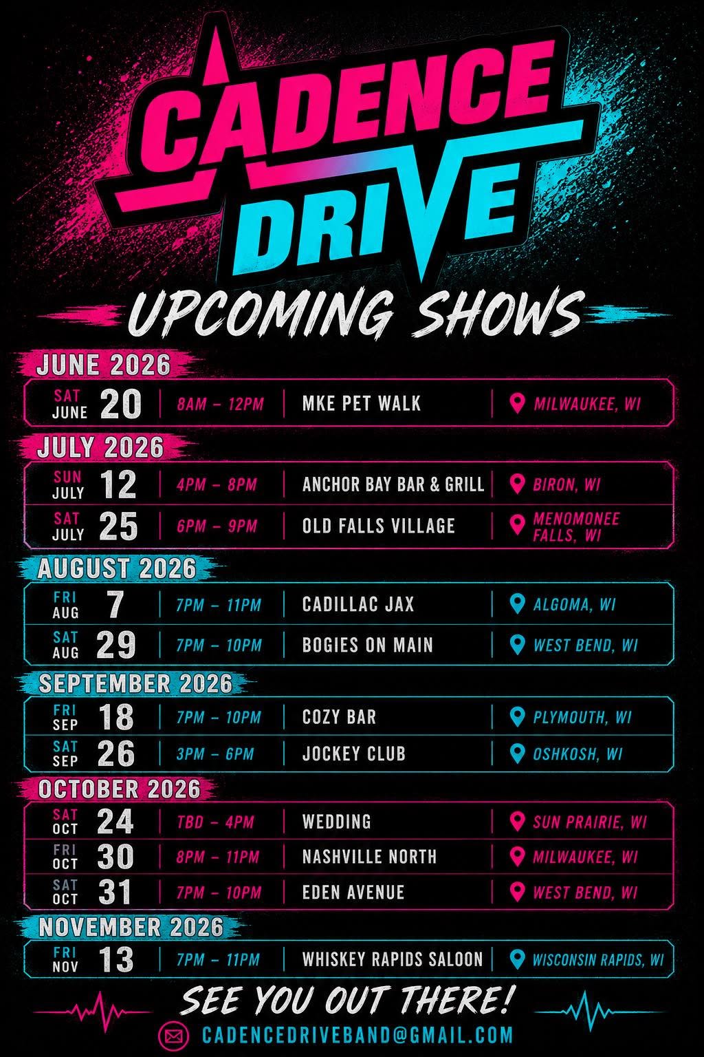 Cadence Drive Schedule